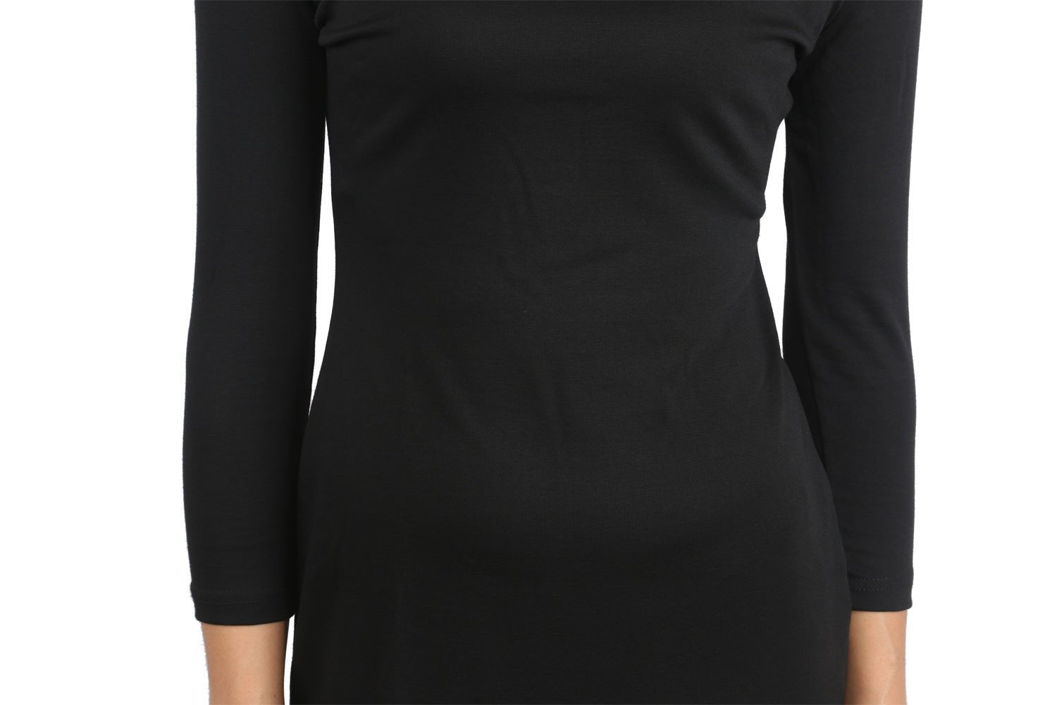 Black Three-Quarter Sleeve Mock Dress - THEONE APPAREL