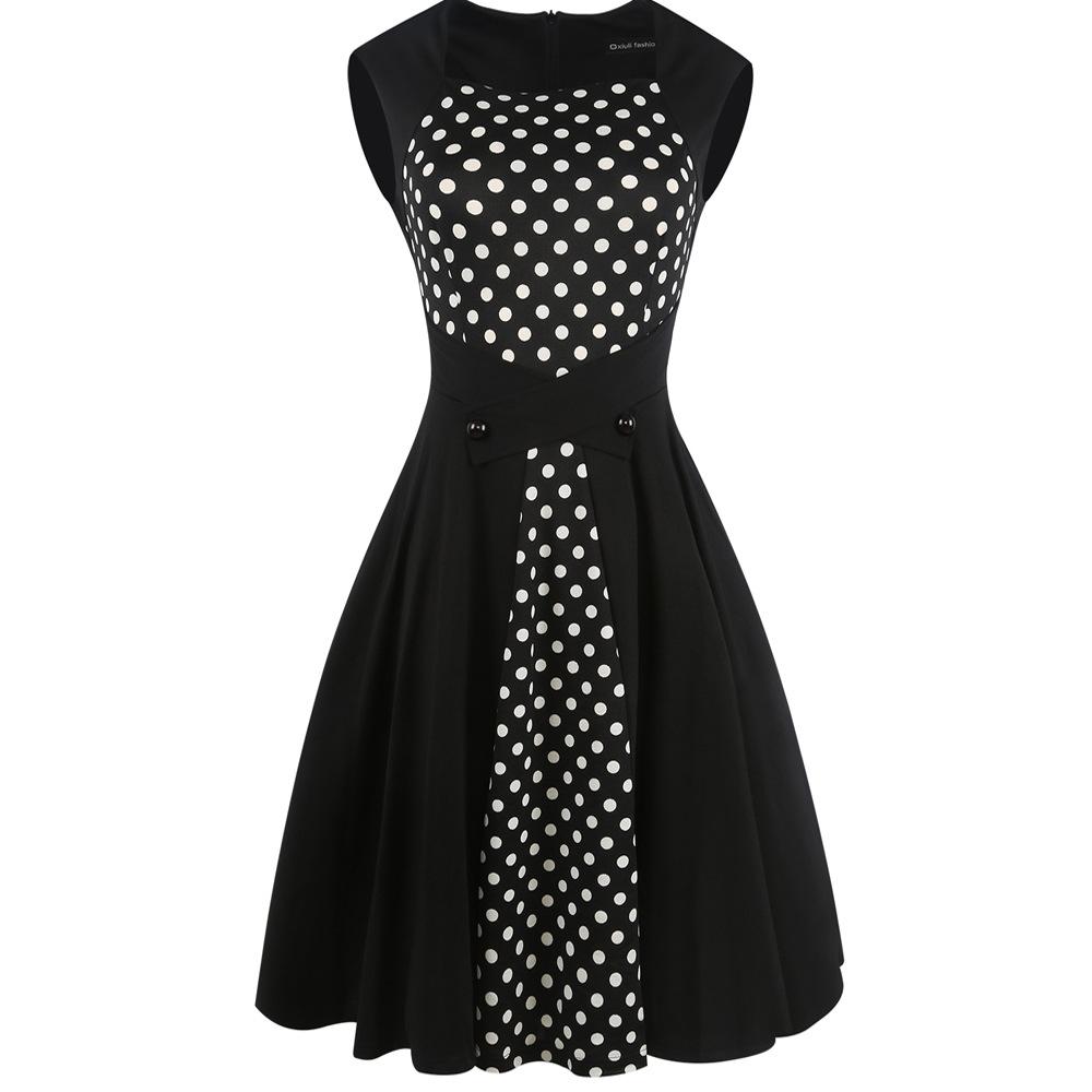 Black & White Polka Dot Contrast Dress - THEONE APPAREL