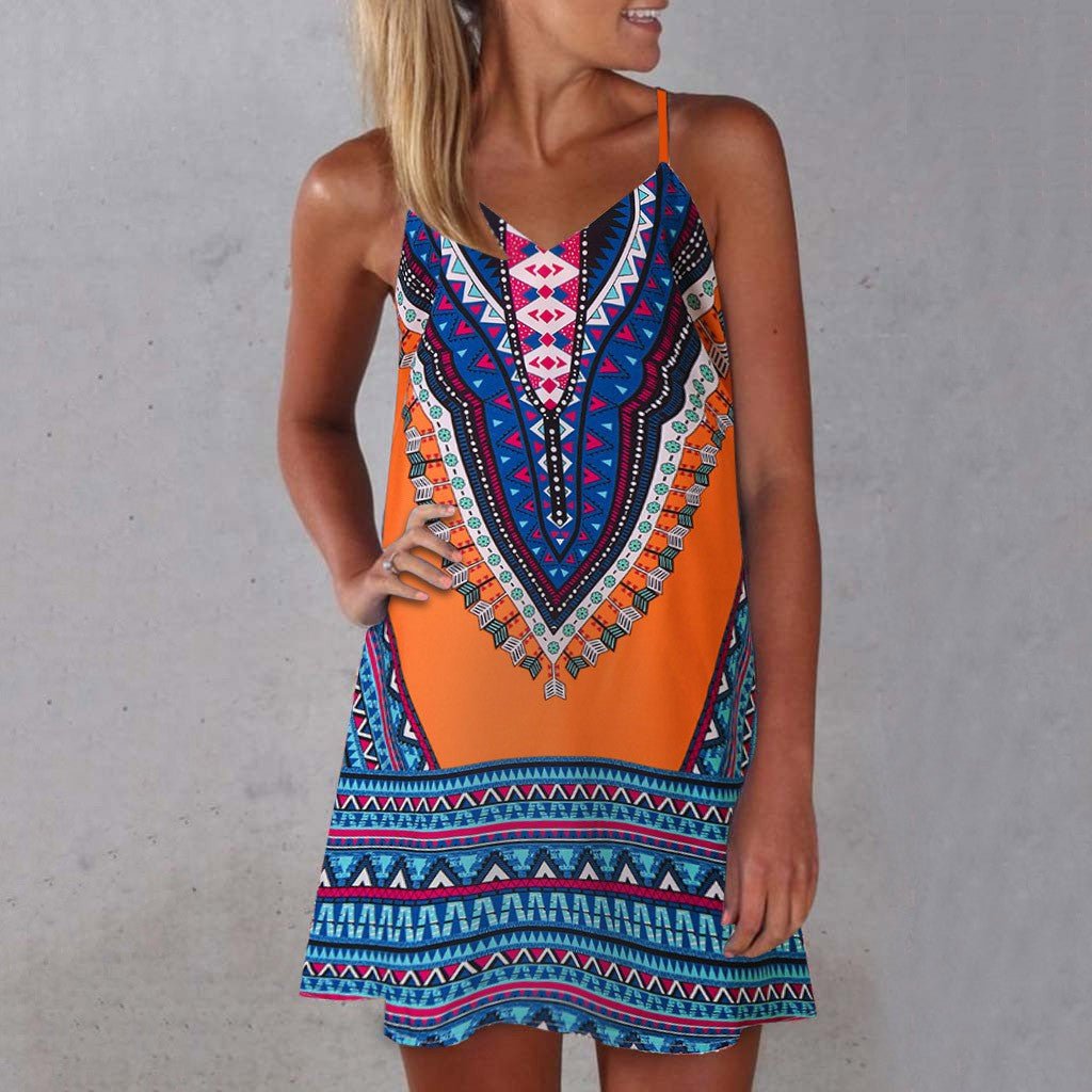 Boho Chic Colorful Pattered Short Summer Dress - THEONE APPAREL