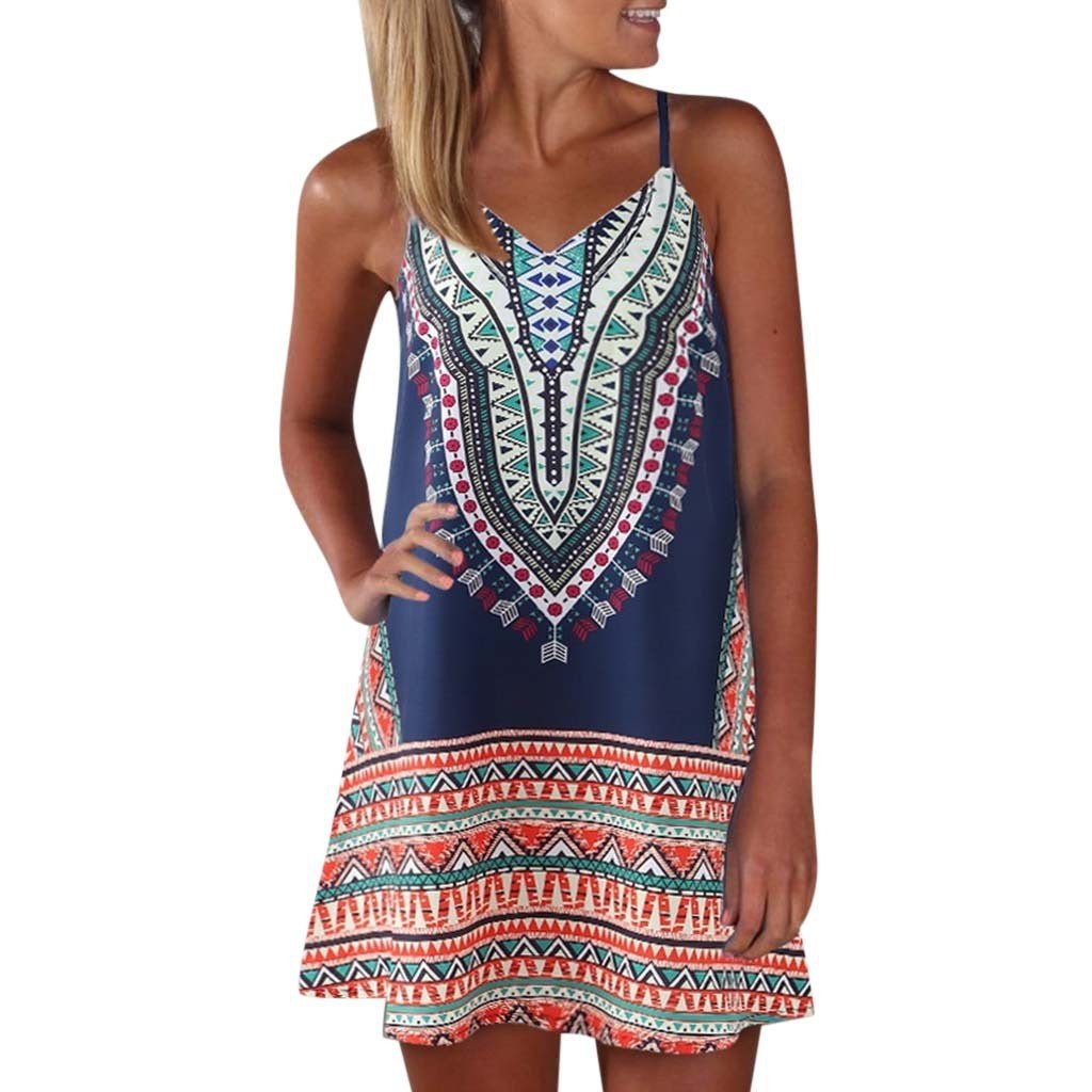 Boho Chic Colorful Pattered Short Summer Dress - THEONE APPAREL