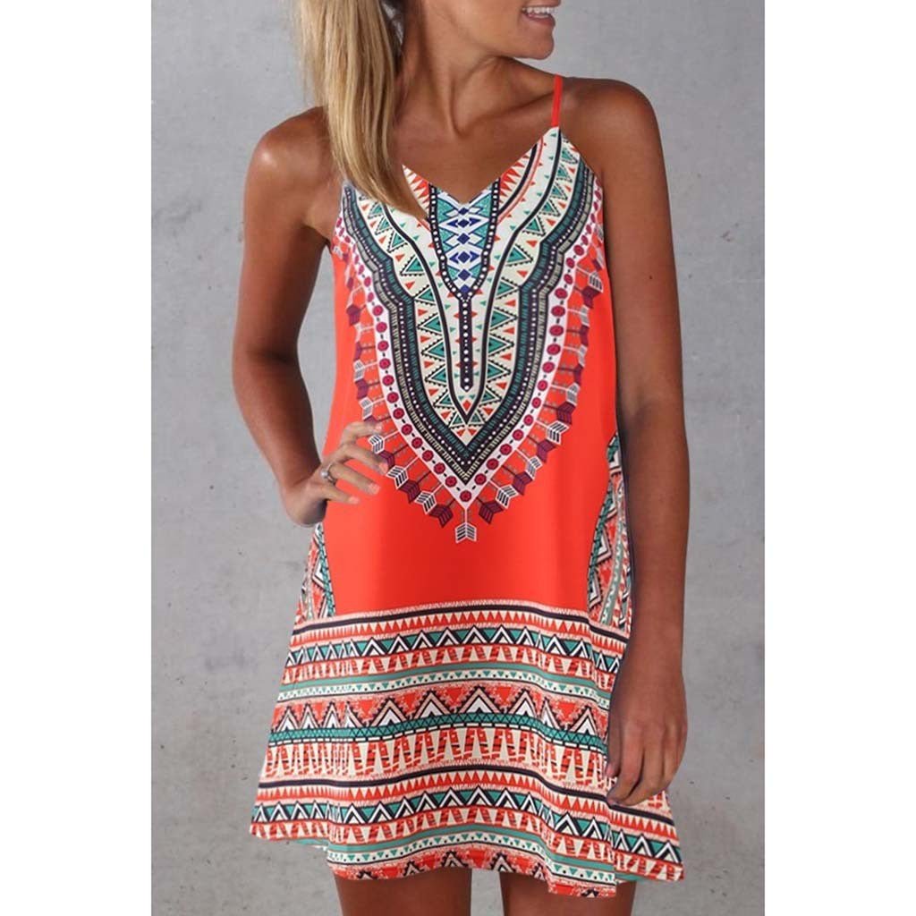 Boho Chic Colorful Pattered Short Summer Dress - THEONE APPAREL