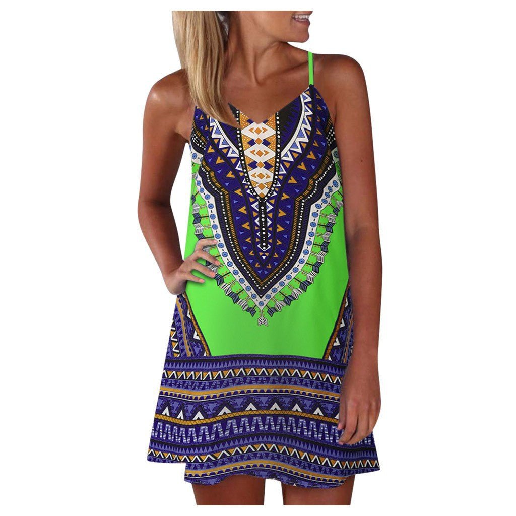 Boho Chic Colorful Pattered Short Summer Dress - THEONE APPAREL