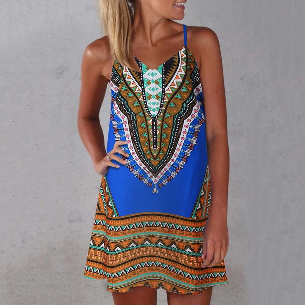 Boho Chic Colorful Pattered Short Summer Dress - THEONE APPAREL
