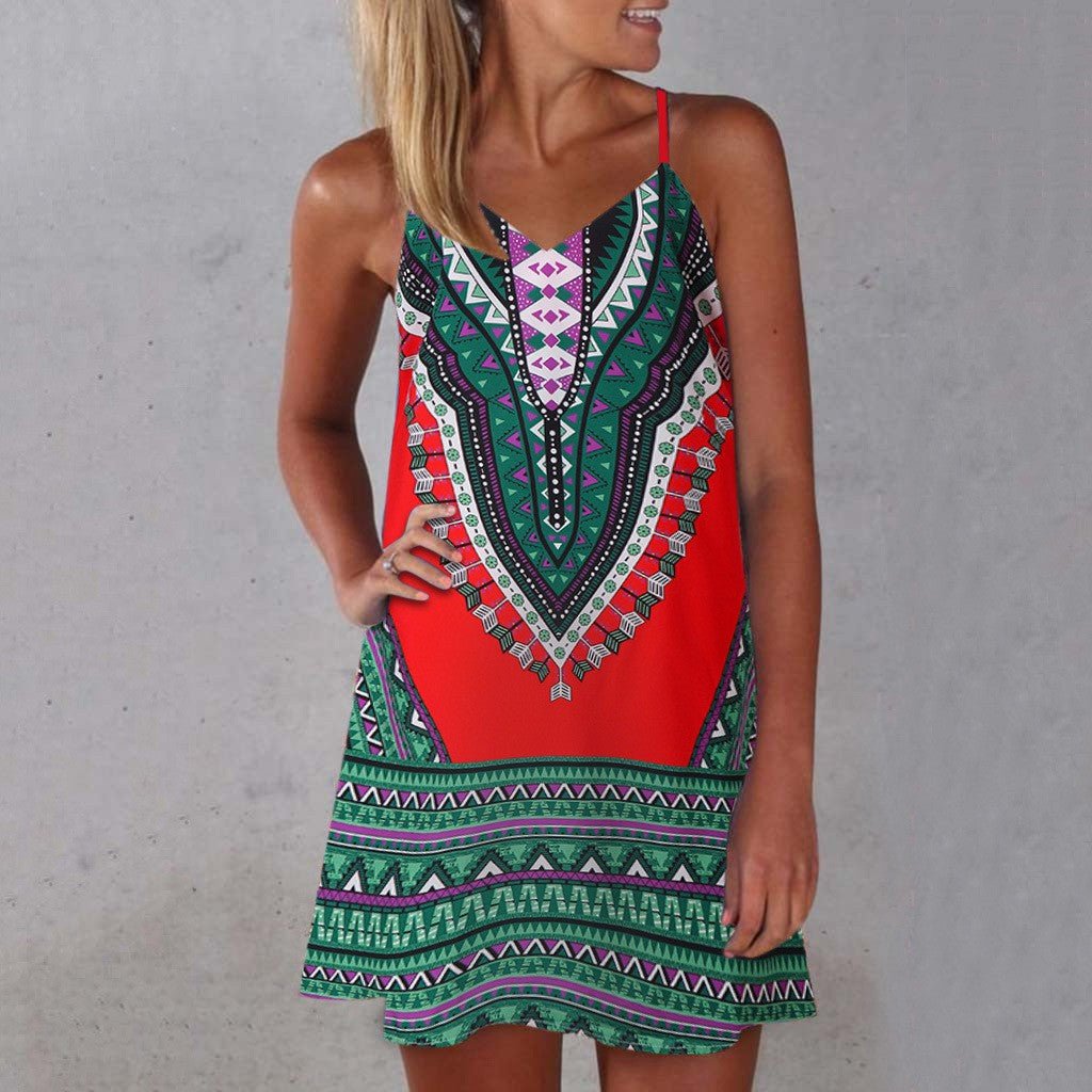 Boho Chic Colorful Pattered Short Summer Dress - THEONE APPAREL