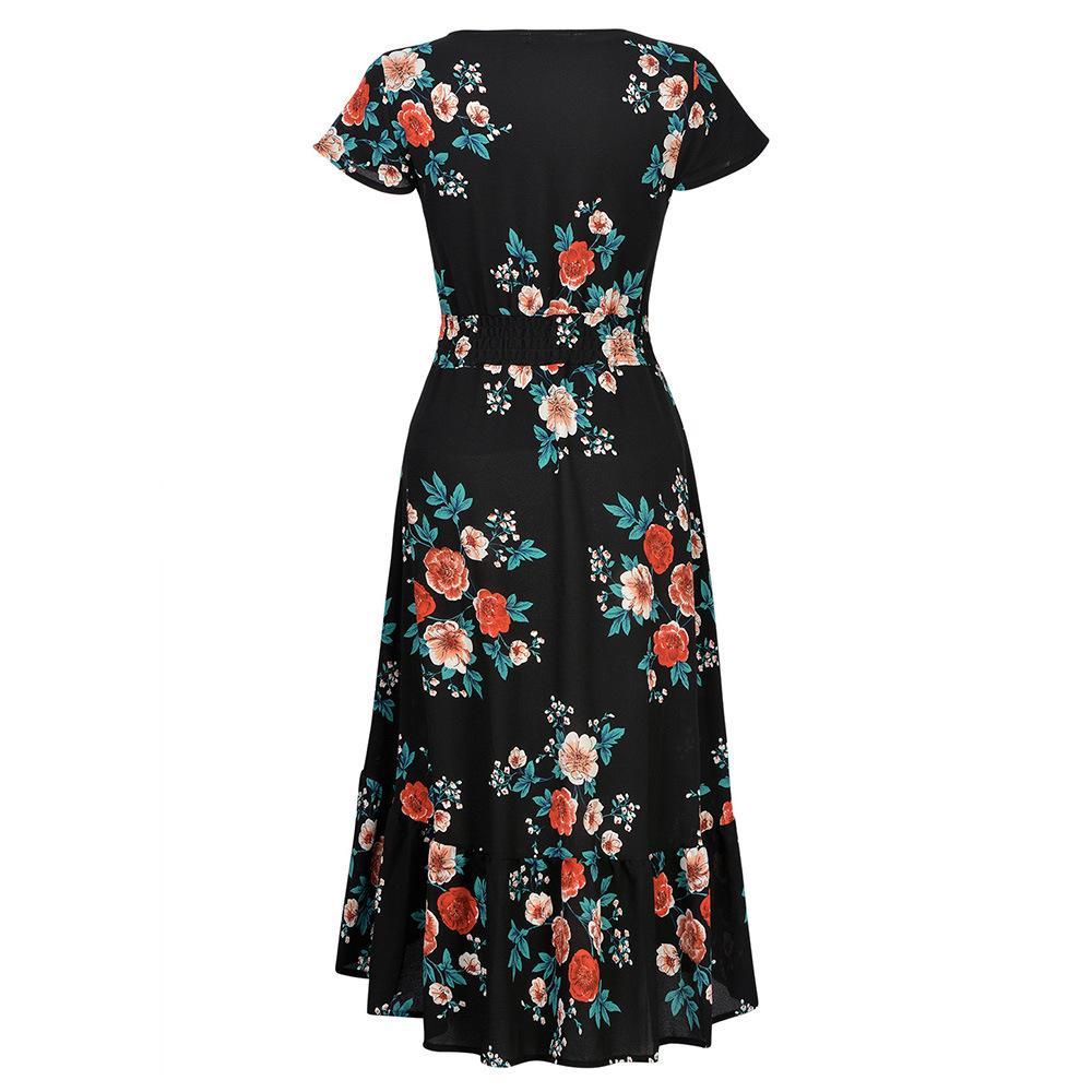 Boho Chic Floral Print High Low Dress - THEONE APPAREL