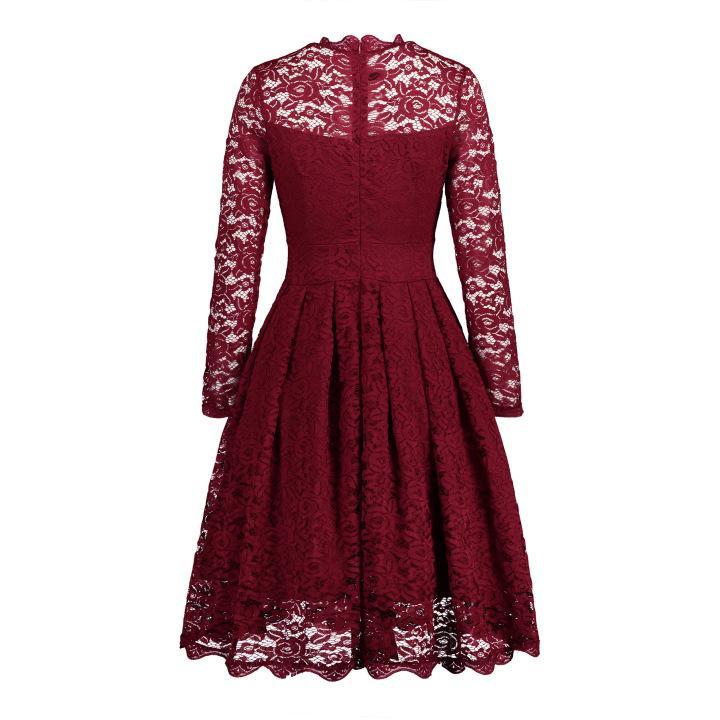 Button Front Lace Sleeve Dress - THEONE APPAREL