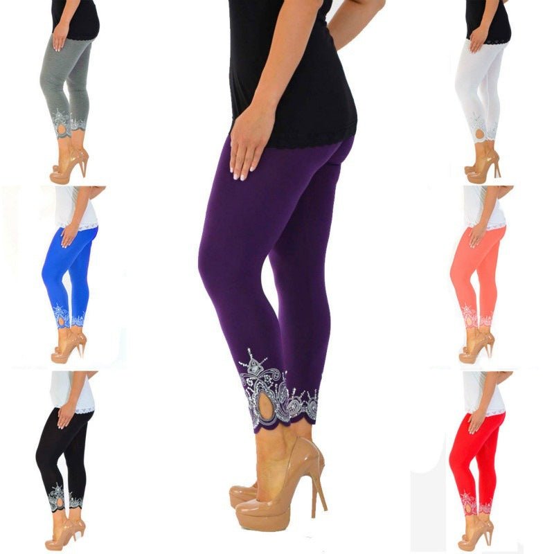 Capri Length Leggings with Decorative Cuffs - THEONE APPAREL