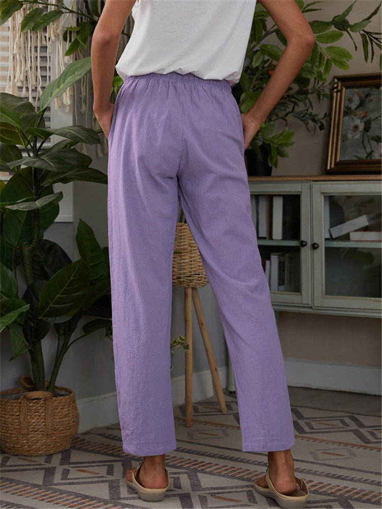 Casual Elastic Waist Straight leg Slacks - THEONE APPAREL